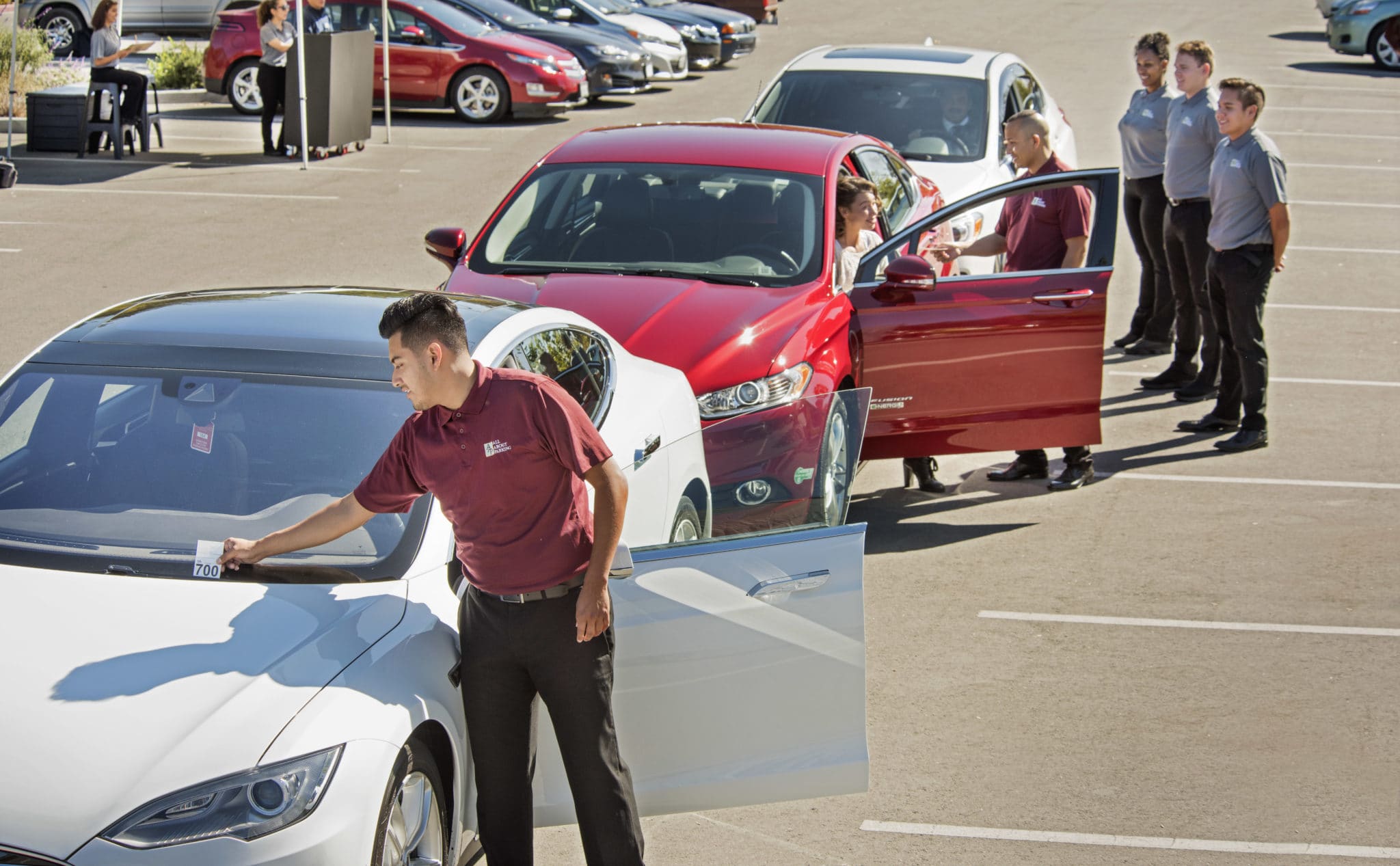 Valet team coordinating parking at a large Silicon Valley event